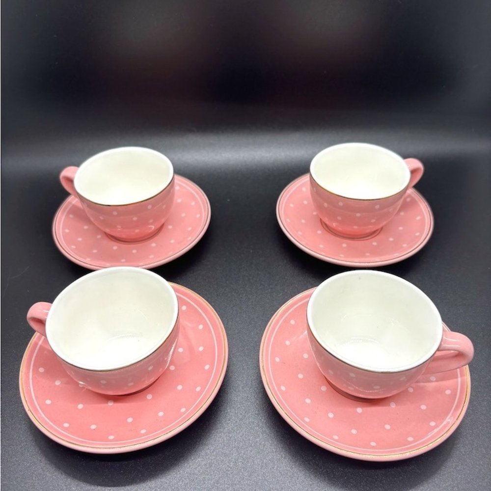 Pink Polkadot Kids Tea Cup Set